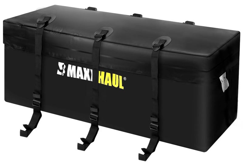 MaxxHaul 70209 Soft Shell Cargo Carrier Bag for Hitch Mount Cargo Rack - Heavy Duty and Water Resistant 47 inch 20 inch x 20 inch Black with Tie Down Straps - Image 1